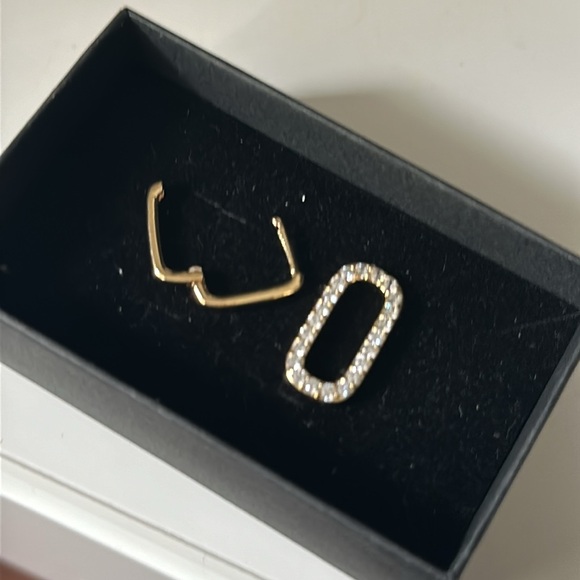 18K Gold-Filled Paperclip CZ Dangle Earrings - Picture 7 of 8